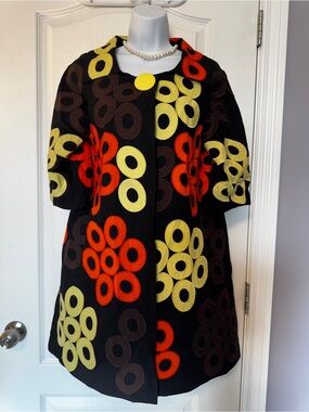 Marc Jacobs Rare Appliqué Circle Statement Swing Coat Size 2 Mod